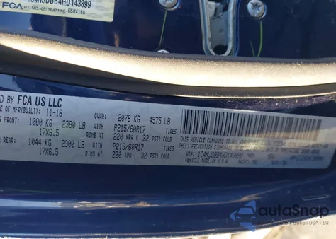 2017 Jeep Compass Sport 4X4 from USA, damaged, VIN 1C4NJDBB4HD143899